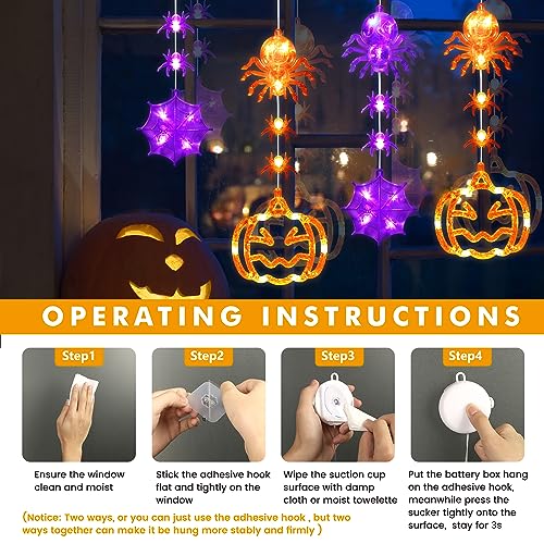 Halloween Window Lights: Pumpkin Spider Web Décor