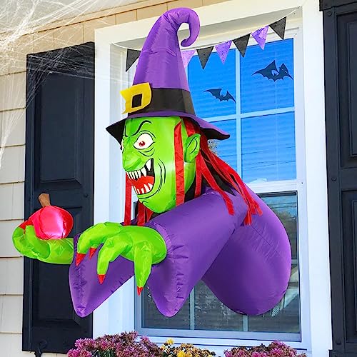 Halloween Inflatable: 4FT Witch Breaks Out with LED Lights
