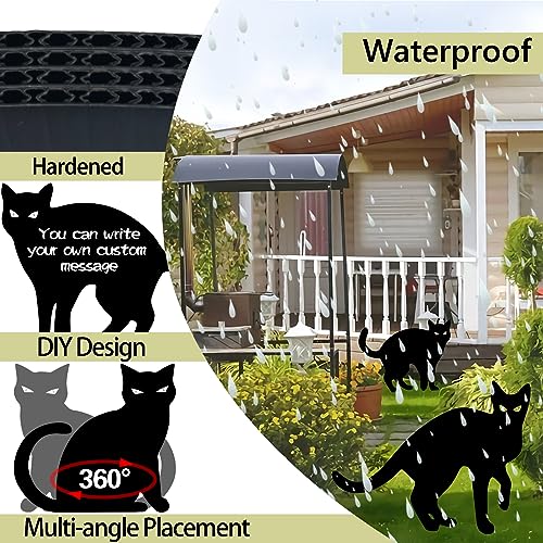 Halloween Yard Signs with Lights, 4 PCS Black Cats Outdoor Decorations, Trick or Treat Yard with Stakes, Corrugate Waterproof Halloween Thickened Themed Lawn Decorating for Pathway, Garden, Outside