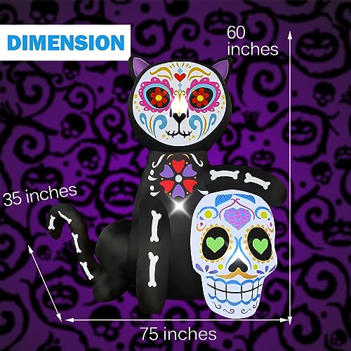 Halloween Blowout: 5FT Inflatable Black Cat & Sugar Skull
