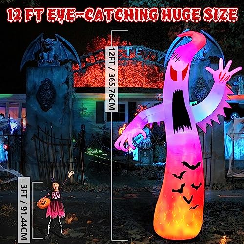 Giant Ghost Inflatables: Colorful Flashing, Flame Lighting