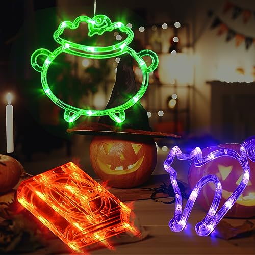 Halloween Spellbook, Cat, & Cauldron Lights