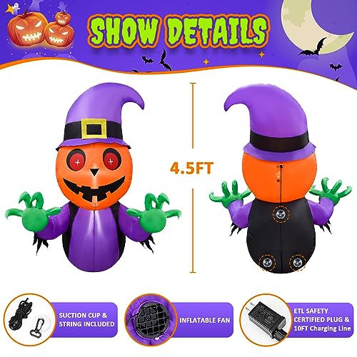 4.5 FT Halloween Inflatables: Pumpkin Ghost Window Breakout
