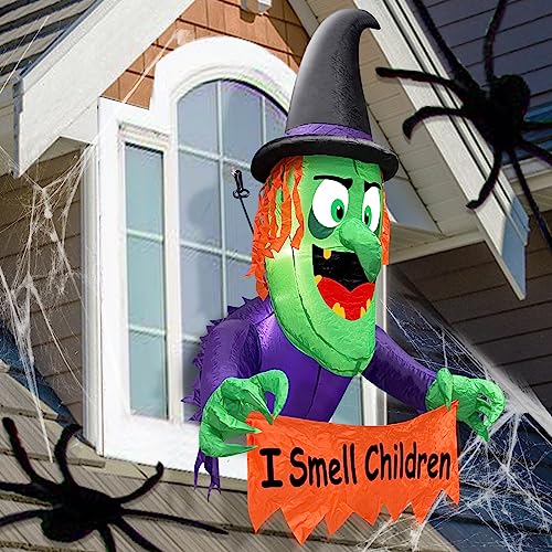 4 Ft Outdoor Halloween Witch Inflatable with LED Banner