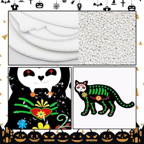 PISKEKAT Halloween Decorations Outdoor Yard Signs, 5 Pcs Glow in The Dark Skeleton Cat, Halloween Yard Signs with Stakes for Lawn Garden Front Yard Decorations - Halloween Decor Outside