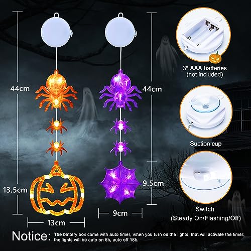 Halloween Window Lights: Pumpkin Spider Web Décor
