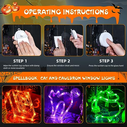 Halloween Spellbook, Cat, & Cauldron Lights