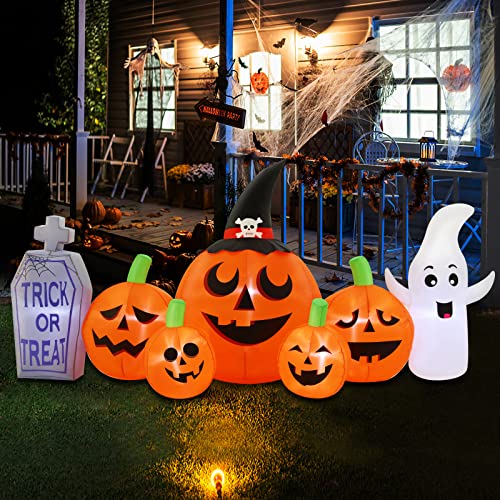 Halloween Inflatables: Ghost, Tombstone & Pumpkins - 8.3 FT
