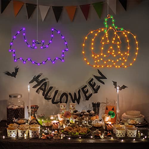 Halloween Bat Pumpkin Window Lights - 2 Pack