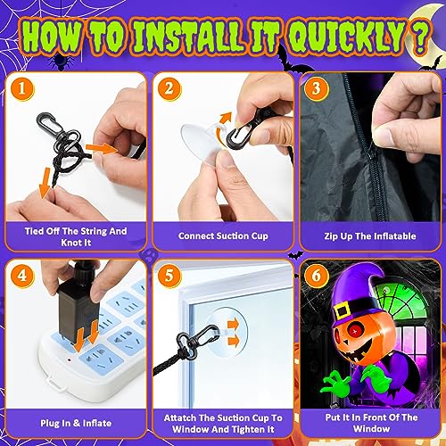 4.5 FT Halloween Inflatables: Pumpkin Ghost Window Breakout