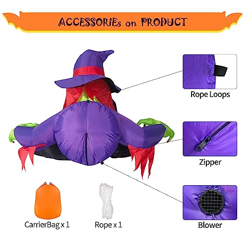 Halloween Inflatable: 4FT Witch Breaks Out with LED Lights