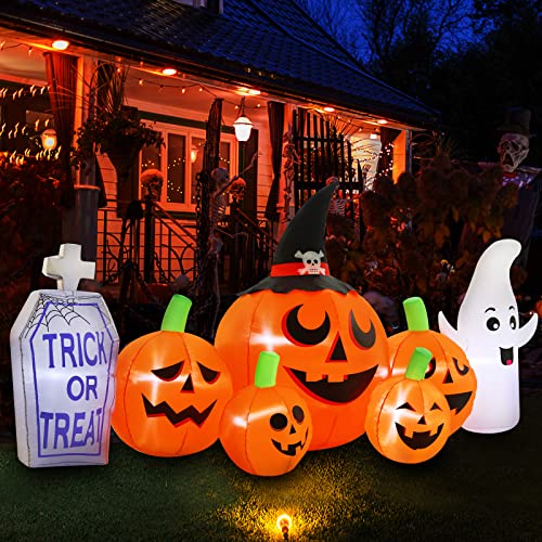Halloween Inflatables: Ghost, Tombstone & Pumpkins - 8.3 FT
