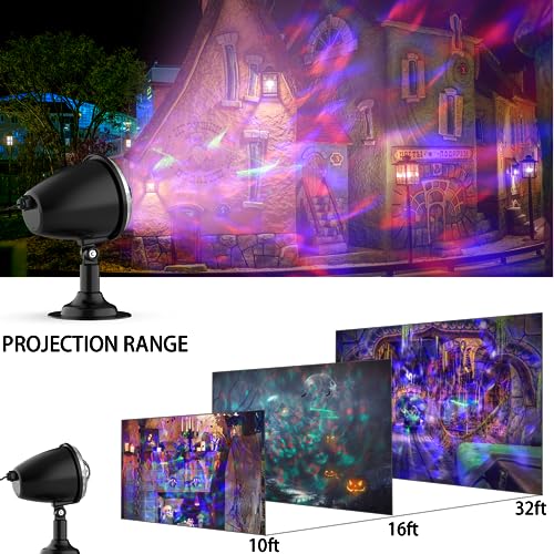 FLITI Halloween Lights Projector Outdoor,Water Wave Aurora Holiday Spotlight with Remote Control,Waterproof LED Landscape Light for Halloween Wedding Party Garden Yard Landscape Wall Tree Decoration
