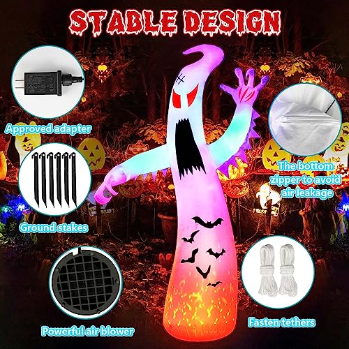 Giant Ghost Inflatables: Colorful Flashing, Flame Lighting