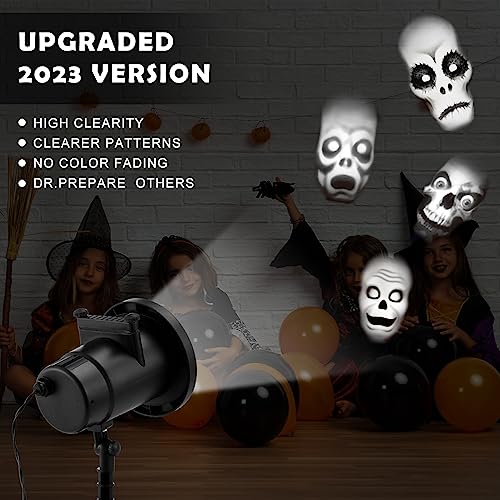 Jenaai Halloween Projector Lights, Rotating Ghost Projector Outdoor, Dynamic Ghost Projector Waterproof Halloween Decorations with 14 Animated Pattern for Yard Party Garden Wall Indoor Outdoor