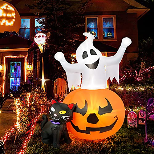 Spooky Pumpkin & Black Cat Halloween Inflatables (5ft)