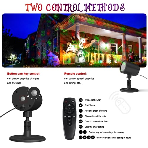 Halloween Light Projector Outdoor, 6 Rotating Dynamic Horror Hallomas Pattens LED Projection, Waterproof Outdoor Halloween Holiday Decorations with Remote for Patio Garden Wall Gate