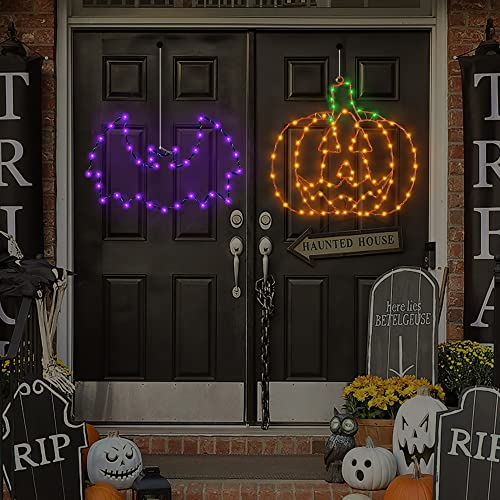 Halloween Bat Pumpkin Window Lights - 2 Pack