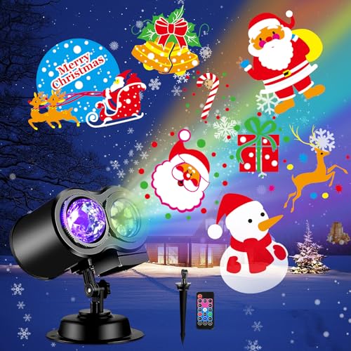 FLITI Brighter Halloween Decorations Projector Lights and Christmas Projector Outdoor 2023 Upgrade, 17 HD Effects (3D Ocean Wave & Patterns), 9 Holiday Projector Home Party Light Show