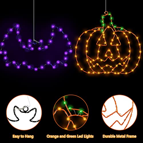 Halloween Bat Pumpkin Window Lights - 2 Pack