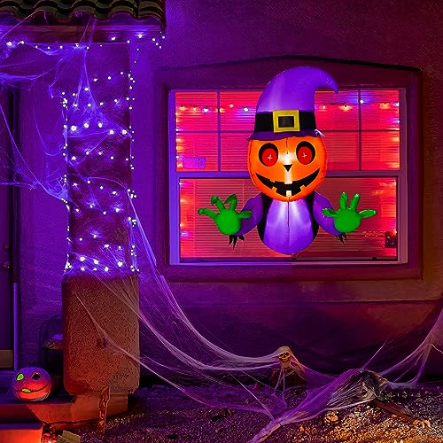 4.5 FT Halloween Inflatables: Pumpkin Ghost Window Breakout