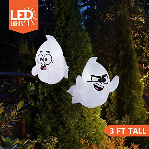 Halloween Inflatable Ghost, 3ft, LED, 2-Pack
