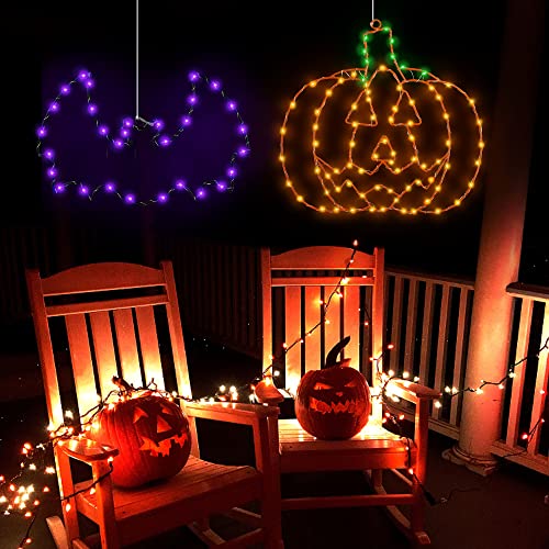 Halloween Bat Pumpkin Window Lights - 2 Pack