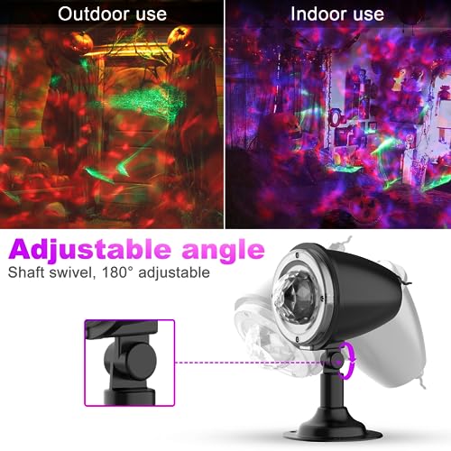 FLITI Halloween Lights Projector Outdoor,Water Wave Aurora Holiday Spotlight with Remote Control,Waterproof LED Landscape Light for Halloween Wedding Party Garden Yard Landscape Wall Tree Decoration