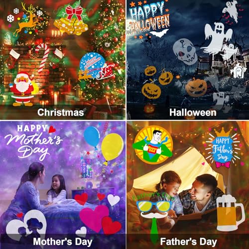 FLITI Brighter Halloween Decorations Projector Lights and Christmas Projector Outdoor 2023 Upgrade, 17 HD Effects (3D Ocean Wave & Patterns), 9 Holiday Projector Home Party Light Show