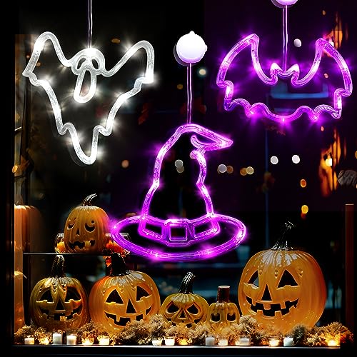Halloween Window Lights - Ghost Bat Witch Decorations