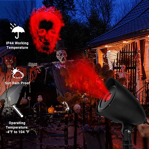 Halloween Projector Lights Outdoor, Halloween Decorations Red Skull Projector LED Lights, Waterproof Holiday Decoration for Party Yard Garden Outdoor Indoor Landscape Halloween Lights