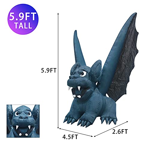 6ft Halloween Inflatable Witch's Bat Monster with LED Lights
