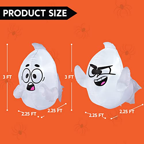 Halloween Inflatable Ghost, 3ft, LED, 2-Pack
