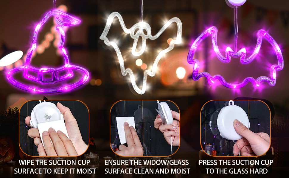 Halloween Window Lights - Ghost Bat Witch Decorations