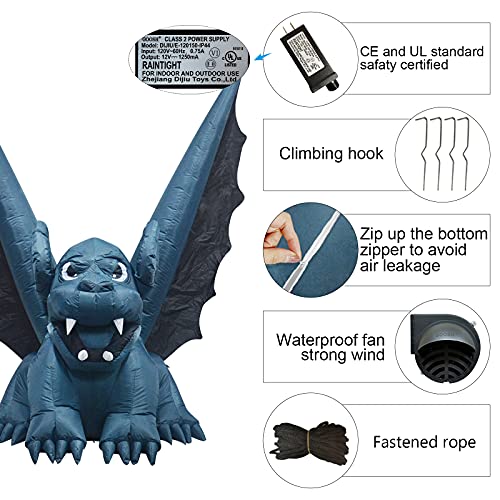6ft Halloween Inflatable Witch's Bat Monster with LED Lights