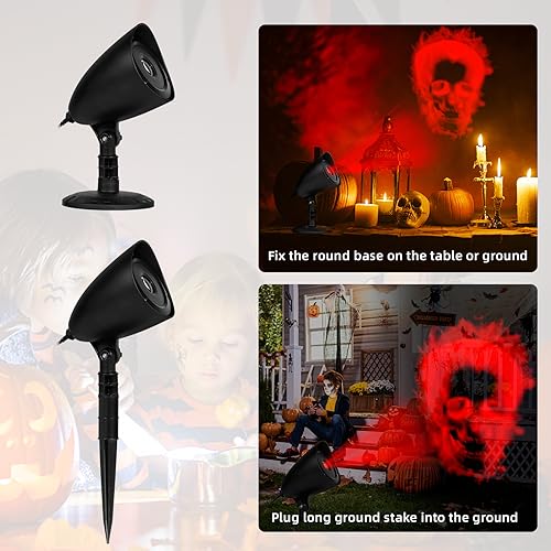 Halloween Projector Lights Outdoor, Halloween Decorations Red Skull Projector LED Lights, Waterproof Holiday Decoration for Party Yard Garden Outdoor Indoor Landscape Halloween Lights