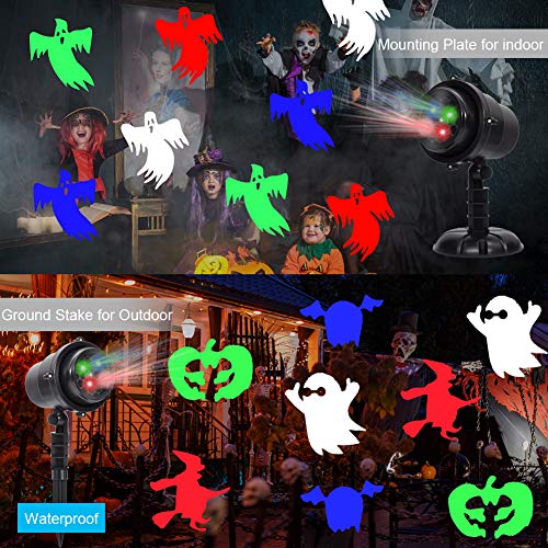 Twinkle Star Halloween Decorations Light Projector with 3 Switchable Lenses Elements Pattern Multicolor Moving Lights, LED Landscape Spotlight Indoor Outdoor Halloween Decor