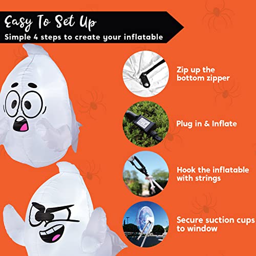 Halloween Inflatable Ghost, 3ft, LED, 2-Pack