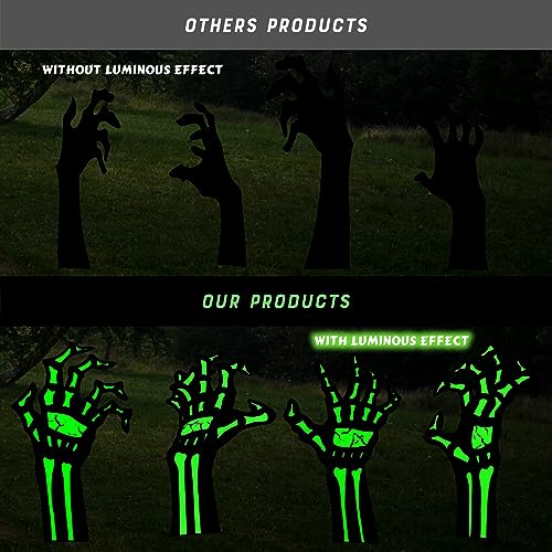 Halloween Decorations Outdoor Yard Signs Decor, 4PCS Black Zombie Hands Garden Lawn with Stakes, Scary Decoration Glow in the Dark for Halloween Lawn Signs Yard Decorations Supplies