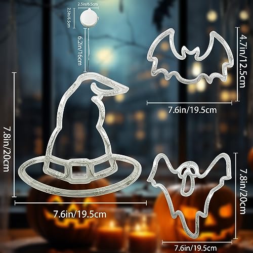 Halloween Window Lights - Ghost Bat Witch Decorations
