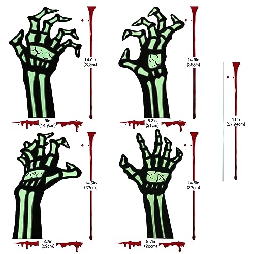 Halloween Decorations Outdoor Yard Signs Decor, 4PCS Black Zombie Hands Garden Lawn with Stakes, Scary Decoration Glow in the Dark for Halloween Lawn Signs Yard Decorations Supplies
