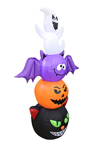 6ft Halloween Inflatable Stacked Totem Pole with LED