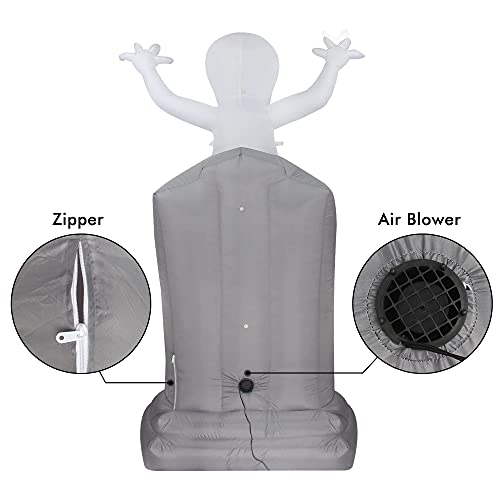 6FT Halloween Inflatable Tombstone with Ghost & LED Lights