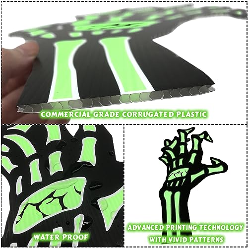 Halloween Decorations Outdoor Yard Signs Decor, 4PCS Black Zombie Hands Garden Lawn with Stakes, Scary Decoration Glow in the Dark for Halloween Lawn Signs Yard Decorations Supplies