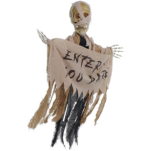 Scary Skeleton Mummy Greeter: Halloween Hanging Decoration