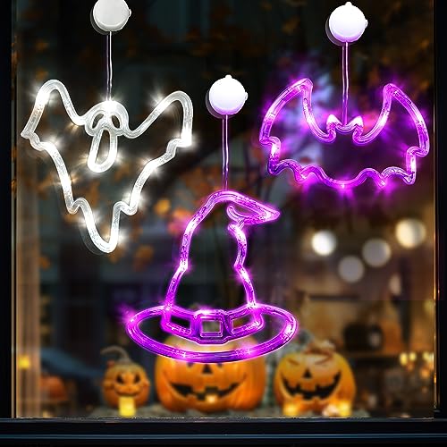 Halloween Window Lights - Ghost Bat Witch Decorations