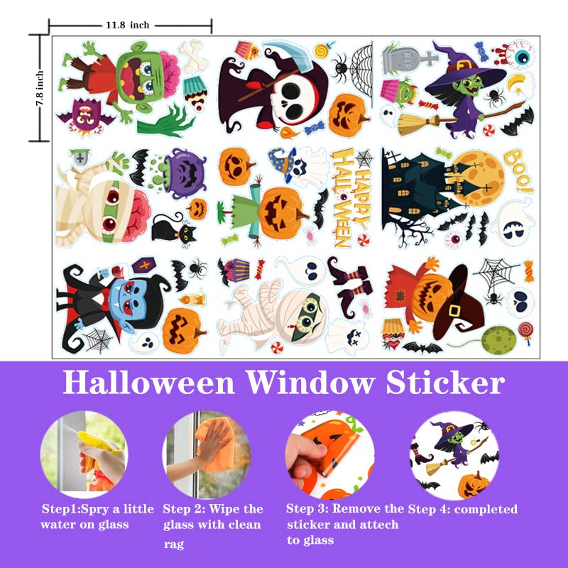 Cute Halloween Window Clings - 68 Pcs