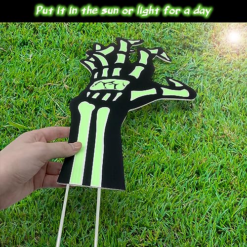 Halloween Decorations Outdoor Yard Signs Decor, 4PCS Black Zombie Hands Garden Lawn with Stakes, Scary Decoration Glow in the Dark for Halloween Lawn Signs Yard Decorations Supplies