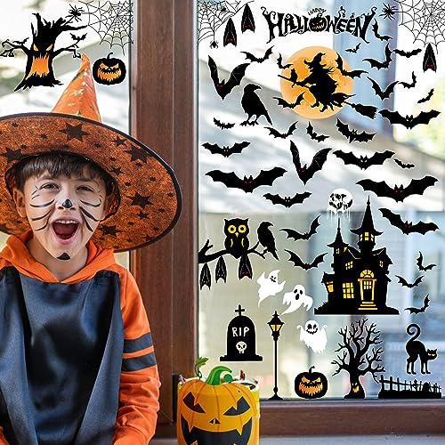 Double-Sided Halloween Window Clings - 8-Sheet Decoration Set