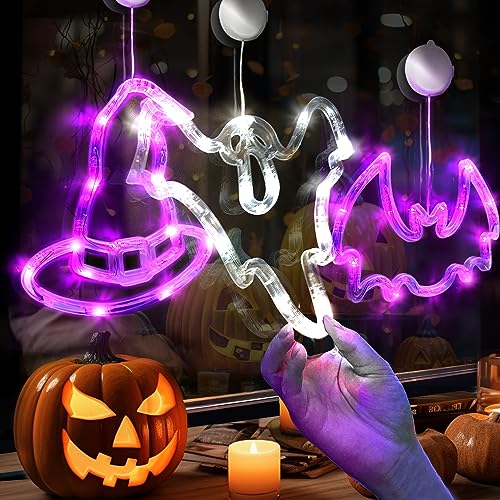 Halloween Window Lights - Ghost Bat Witch Decorations